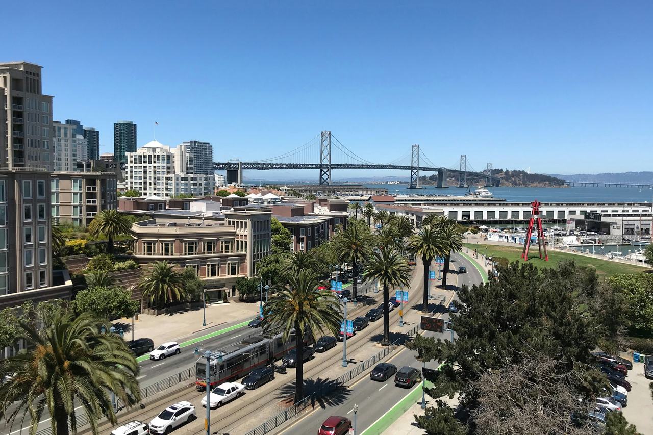 View toward the Bay Bridge from 2nd & King, South Beach
